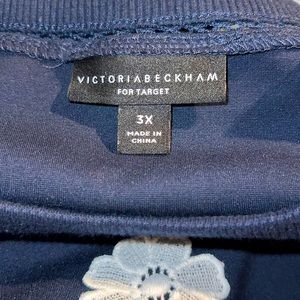VICTORIA BECKHAM x Target Navy Blue White Floral Applique Sweatshirt